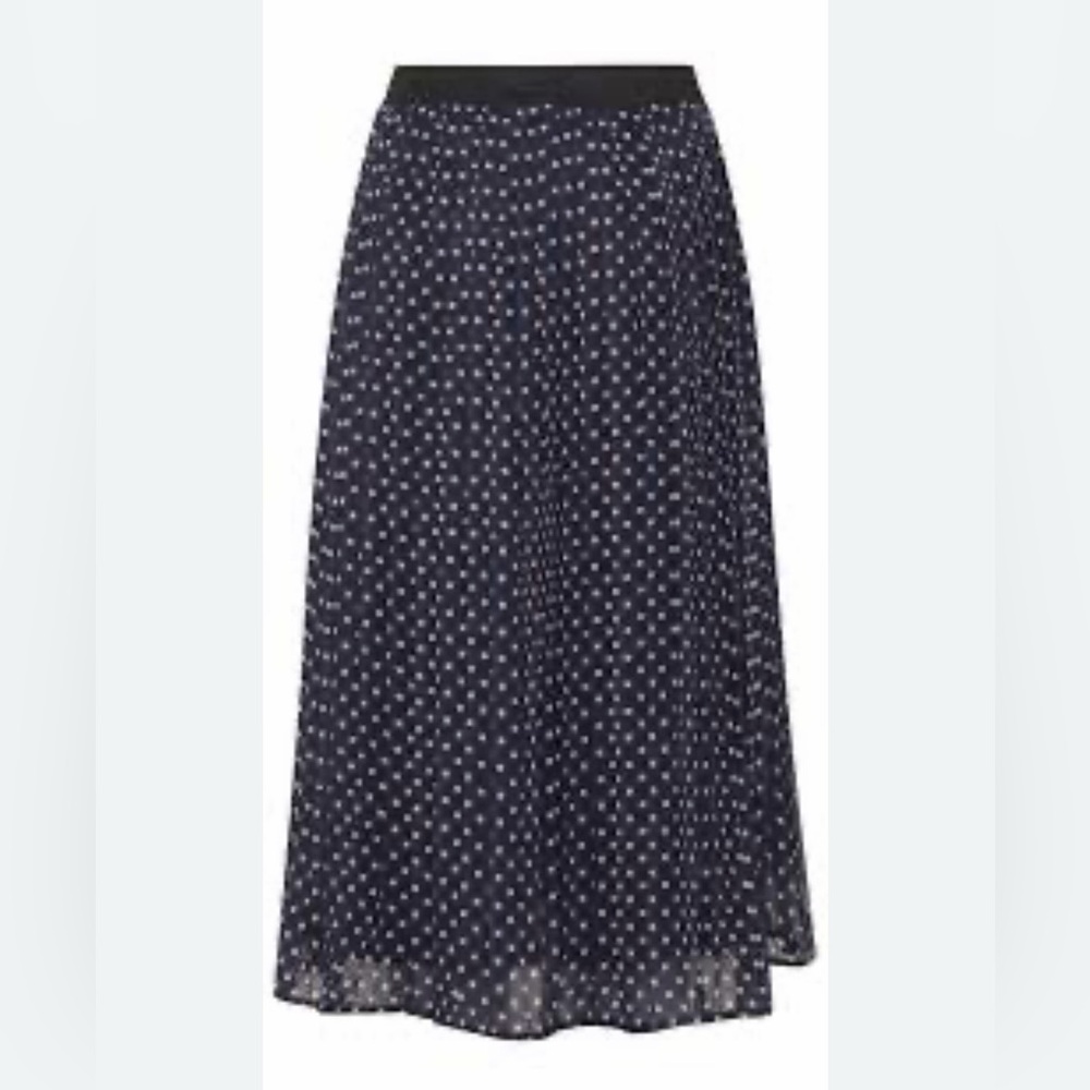 ICHI Black and White Polka Dot Midi Skirt